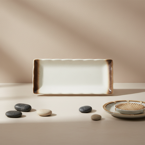 Plato plano <span class=keywords><strong>rectangular</strong></span> japonés de 10 pulgadas, vajilla de sushi de cerámica helada ecológica para hornear occidental, cerámica japonesa - Product Image 4