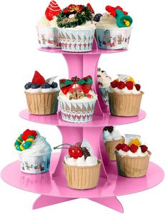 Support à cupcakes DAMAI à 3 niveaux, support à cupcakes DIY à étages pour présentoirs de desserts, décoration d'anniversaire, fête du thé florale - Product Image 3
