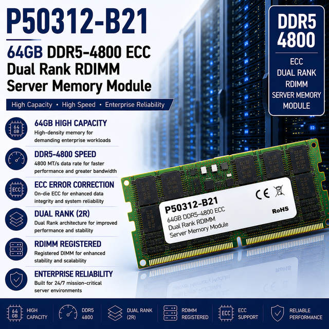 Wholesale P50312-b21 64gb Ddr5-4800 Ecc Dual Rank Rdimm Server Memory Module