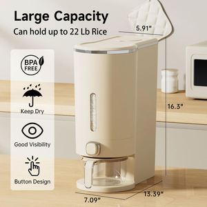 Contenedor de Alimentos Rectangular Estético y Elegante de 10-20L, Dispensador de Cereales Moderno de Plástico PP+PET Moldeado por Inyección para Almacenamiento de Arroz - Product Image 2