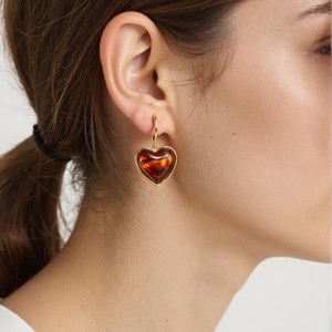 Heart Shape Resin Drop Earrings Gold <b>Frame</b> Bezel Setting For Women Fashion Jewelry TE60494 - Product Image 3