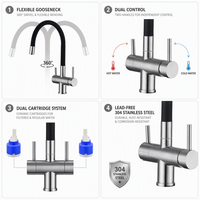 Robinet de cuisine 3 voies pour eau potable avec bec flexible, filtres à eau, robinets d'évier de cuisine, robinet d'eau RO – Vente directe usine
