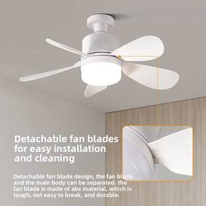 Ventilateur de plafond moderne avec éclairage LED, 5 pales, corps en plastique, télécommande, 5 vitesses, montage encastré, blanc, salon, moteur DC, 2700K, dimmable - Product Image 5