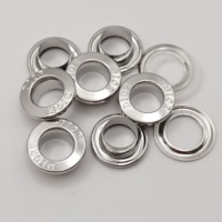 Œillet métallique rond en laiton argenté brillant, personnalisable avec gravure de nom de marque ou logo, pour vêtements, sacs à main et chaussures