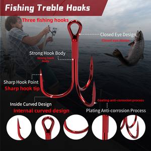 เบ็ดตกปลาสามขาแบบสามง่าม สำหรับตกปลาคาร์พในลำธาร ขนาดใหญ่ สีเงินและสีแดง รุ่นพิเศษแบบ<span class=keywords><strong>ผีเสื้อ</strong></span> - Product Image 2