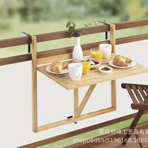 Mesa Plegable Colgante de Madera para Exteriores, Mesa Plegable para Balcón con Diseño de Clip para Uso en Patio - Product Image 2