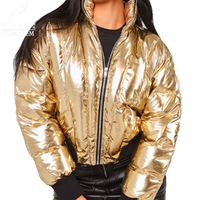 YuFan Manteaux Dorés Brillants Personnalisés à la Mode pour Femmes Veste en Duvet de Canard ou d'Oie Vêtements Chauds d'Hiver pour Femmes