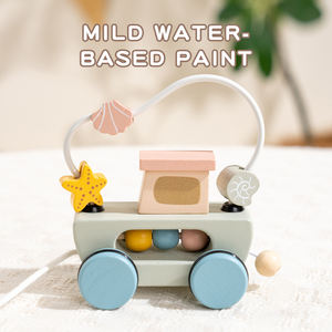 Ventes directes d'usine éducation précoce dessin animé <span class=keywords><strong>en</strong></span> bois chariot à traction Animal Train remorque Montessori blocs empilables créatifs - Product Image 4