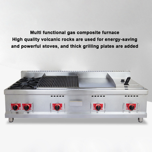 Estufa de Gas de acero inoxidable multifuncional comercial, parrilla para panqueques, freidora profunda, protección contra sobrecalentamiento, freidora - Product Image 2