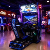 Machine de jeu de course à monnayeur, simulateur de voiture, machine de course d'arcade avec siège et volant pour centre de jeux d'amusement