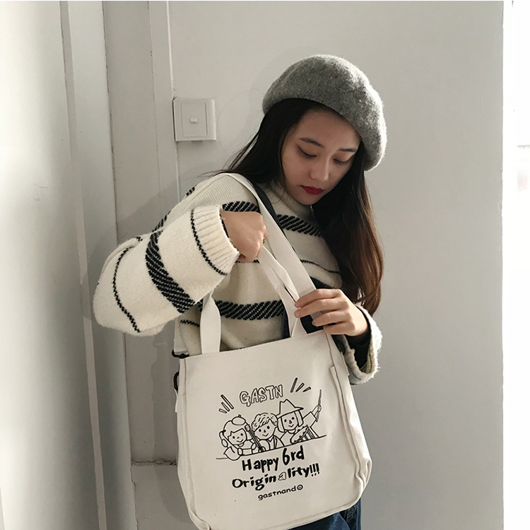 Eco friendly fashion printed vintage canvas cotton crossbody bag linen tote bag