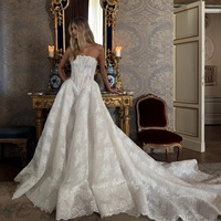 Robe de mariée élégante personnalisée, coupe trapèze, sans manches, avec appliques, longue traîne, style princesse, en dentelle, Vestidos De Novia