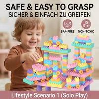 Mesas de Construcción de Bloques HTL DIY, Juguete Educativo para Niños, Juguete de Ensamblaje DIY, Juego de Bloques de Construcción de Color Macaron, Bloques de Ladrillos