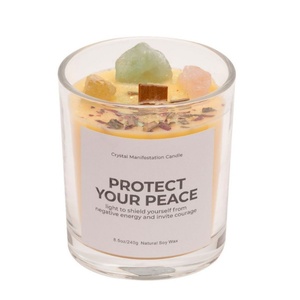 Bougie parfumée artisanale en cire de soja avec fleurs séchées, sans fumée, dans un bocal en verre, pour l'aromathérapie à domicile, en gros - Product Image 5