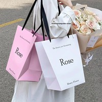 Sac cadeau trapézoïdal en carton blanc gaufré personnalisé pour bouquet, emballage cadeau pour fleuriste, sac cadeau pour fleurs
