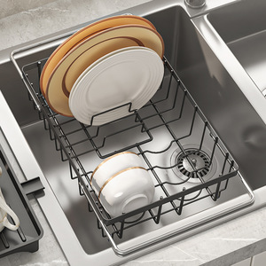 Égouttoir de cuisine télescopique en métal pour évier, panier de rangement pour vaisselle et légumes - Product Image 3