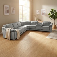Ensemble de canapés inclinables en forme de L en cuir véritable, style contemporain minimaliste, meubles de salon modernes