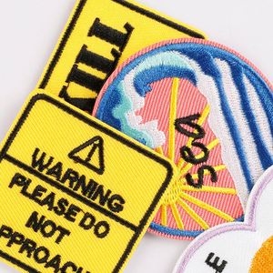 Nouveau patch thermocollant brodé Soleil, Vague marine, Feu, Avertissement de batterie électrique pour la décoration de vêtements et de sacs à dos - Product Image 4