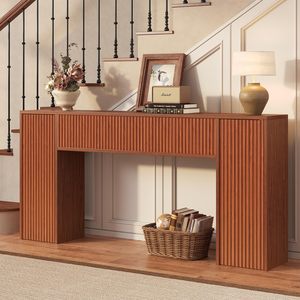 <span class=keywords><strong>Console</strong></span> de Rangement à 2 Tiroirs, Design Fluted Style Ferme, Plateau en Bois Composite, Durable et Écologique, Idéale pour Chambre, Villa, Hôtel, <span class=keywords><strong>Entrée</strong></span>, Couloir - Product Image 1