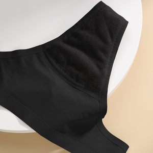 Culotte menstruelle sexy taille basse en nylon anti-fuite à quatre couches, avec logo personnalisé et techniques de teinture unie à la taille, pour femmes - Product Image 5