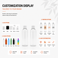 Botellas de Plástico PET Transparentes de 200 ml para Jugo, con Tapas de Rosca Blancas, para Envasado de Bebidas, Recargables, Libres de BPA