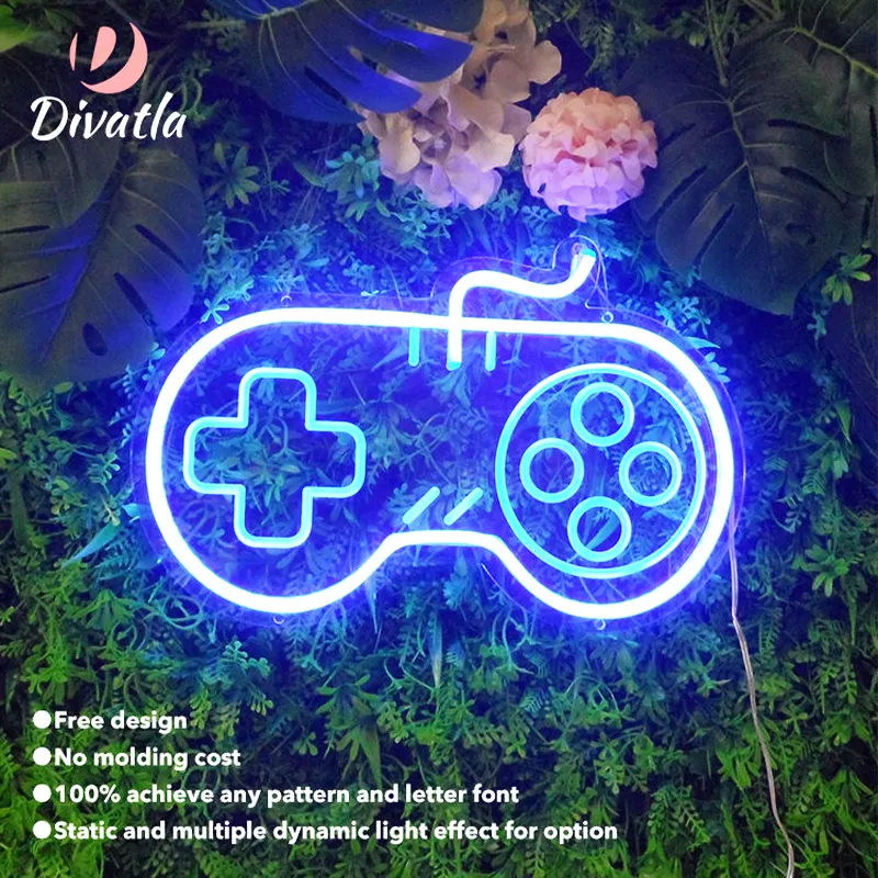 Divatla Maatwerk Trendy Ambiance Game Controller Entertainment Room Gepersonaliseerde Indoor Decoratie Lichte Neon Borden