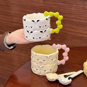 <b>Cute</b> Panda Ceramic <b>Mug</b> With Spoon Cartoon Design Pink And Green Handle Office Coffee Cup For Gift - Product Image 5