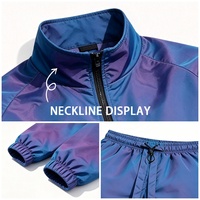 Veste coupe-vent décontractée pour homme, 100% coton, à capuche, fermeture éclair, design réfléchissant à blocs de couleur, respirante, séchage rapide, automne