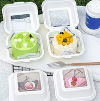 Boîte à lunch jetable en bagasse de canne à sucre, boîte à lunch en forme de coquille, biodégradable, pour croissant, gâteau, hamburger, contenant alimentaire