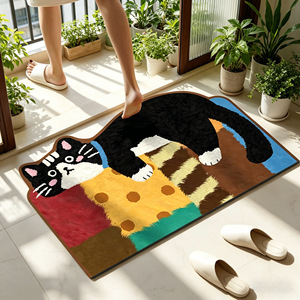 Tapis de salle de bain à thème animalier Dopamine, tapis antidérapant pour porte de toilette, tapis de sol domestique en terre de diatomée à séchage rapide et absorbant - Product Image 1