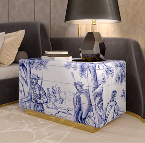 Fascia alta italiana piastrelle dipinte a mano comodino di lusso moderno camera da letto mobili in ottone Base comodino con <span class=keywords><strong>2</strong></span> cassetti - Product Image 2