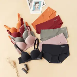 ZZYUP Dropshipping Young Girl Bralette A B Small Cup Women Letter Brand Seamless Gather Panty Bras Brief Sets Push Up Panties Br