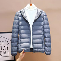 Logo personnalisé femmes veste en duvet léger manteau à capuche femmes hiver chaud farce Parker veste en duvet de canard pour les femmes