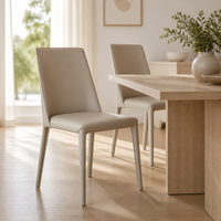 Chaise de salle à manger rembourrée sans accoudoirs, style Parsons, avec pieds coniques, beige, pour salle à manger, restaurant, hôtel
