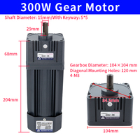 Moteur à engrenages AC industriel TVT 300W, fournisseur de moteurs à induction triphasés 380V 220V à montage sur bride, arbre réducteur 18mm en alliage d'aluminium