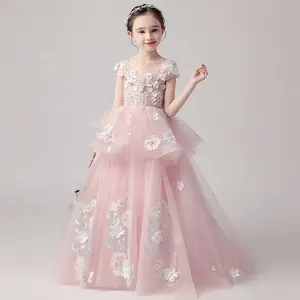 Groothandel bruid gown kids-Hoge Kwaliteit Roze Meisjes Boutique Kleding Party Kids Bloem Meisje Jurken