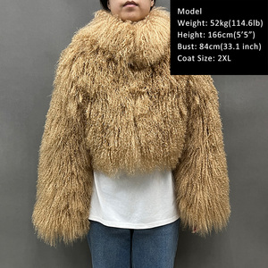 Nuovo Arrivo Giacca in Pelliccia di Agnello Mongolo da Donna Spessa e Soffice con Collo Alto e Colore Personalizzato - Product Image 4
