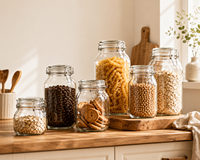 Frasco de Vidrio Cuadrado para Almacenamiento que Ahorra Espacio |   Organizador de Cocina Hermético |   Recipiente Hermético para Despensa |   Venta al por Mayor Directa de Fábrica