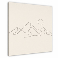 Toile murale décorative : Dessin minimaliste montagne soleil une ligne, 12, 16, 20, 24 pouces, impression personnalisée encadrée