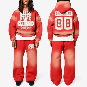 Ensemble de sweats à capuche personnalisés 500 g/m² épais avec broderie effet vieilli, survêtement de jogging oversize, ensemble de survêtement d'hiver de haute qualité - Product Image 1