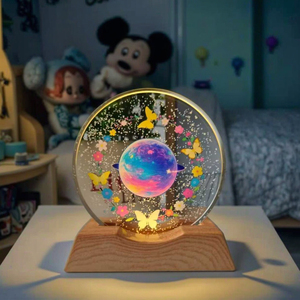 Luce Notturna 3D in Cristallo, Decorazione <span class=keywords><strong>da</strong></span> Comodino LED Luminosa, Stampa Colorata Cielo Stellato, Luce Atmosferica, Regalo Decorativo Natalizio - Product Image 1