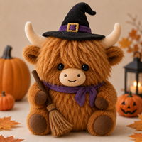 Fabricant de jouets en peluche personnalisés pour Halloween, mascotte de vache des Highlands fantôme, fournisseur d'usine d'animaux en peluche sur mesure