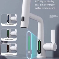 Robinet intelligent à affichage numérique sur l'eau pluie à jet vertical lavabo de douche robinet de cuisine 360 degrés