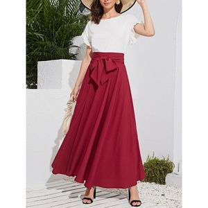เดรสยาวทรงเอพลีทเอวสูงแบบลำลองขายดีรุ่นใหม่ - Product Image 1