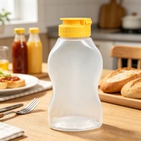 Bouteille en plastique vide de 250 ml, 375 ml, 500 ml, finition mate, pour sauce chili, salade, ketchup, sauce piquante, avec bouchon à vis noir