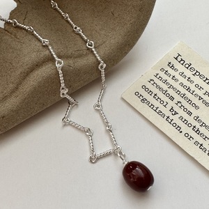 S925 Sterling Silver Angora Rouge Acacia Haricots Collier Rétro INS Style Version Coréenne Niche Design Pendentif Simple Clavicule - Product Image 5