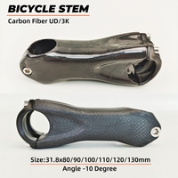 Tige de guidon en fibre de carbone pour VTT/vélo de route, ultra légère, 10 degrés, 31,8 mm, 80-120 mm, hauteur de montage 36-45 mm
