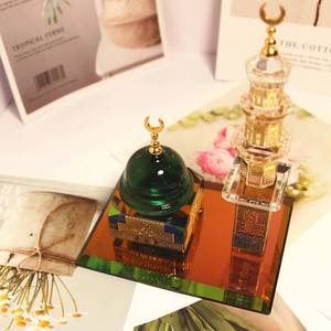 Handmade Crystal Glass Crafts Mubarak <b>Table</b> Stand Engraved Sign Model Plaque Ramadan Eid Muslim Home Decoration - Product Image 4