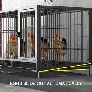 Cage rectangulaire d'extérieur en tube carré galvanisé pour poulets, petits animaux, oiseaux, installation facile, taille 130x58x62cm - Product Image 4