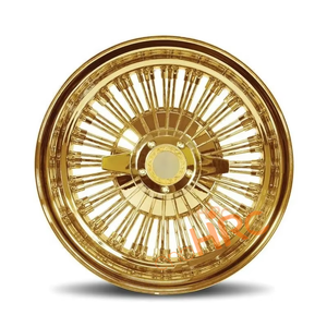 Rueda de alambre de radios de fábrica 13x7 13 14 pulgadas llantas de alambre oro 13x5,5 14x6 14x7 72 100 radios cruzados rectos Lowrider para coches clásicos - Product Image 2